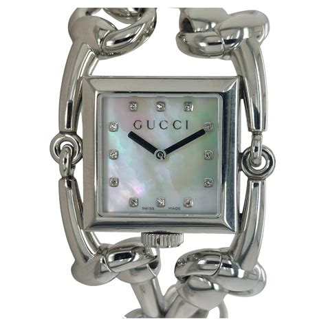 gucci 116.3|Gucci 116.3 Signoria Horsebit Watch with MOP Dial, Quartz.